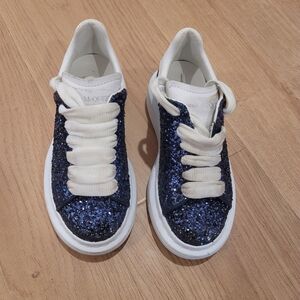Alexander McQueen Blue Glitter Sneakers size 9  European size 25
